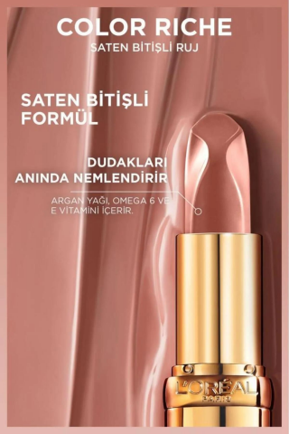 3 Adet Loreal Paris Color Riche Nude Saten Bitişli Ruj-601 ve ROSIE Pamuk