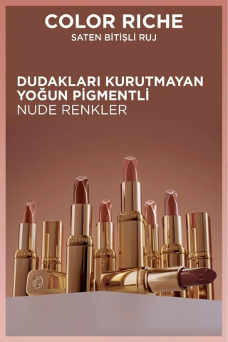 3 Adet Loreal Paris Color Riche Nude Saten Bitişli Ruj-601 ve ROSIE Pamuk