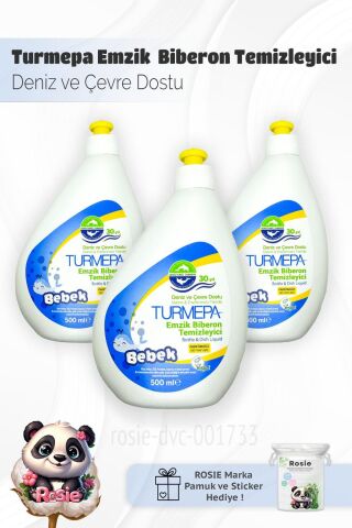 Turmepa Bebek Emzik Biberon Temizleyici 500 ml x 3 ve Rosie Pamuk
