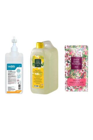 Eyüp Sabri Tuncer Labs Dezenfektan 1 Lt, Klasik Limon Kolonyası 1 Litre, Japon Kiraz Çiçeği Mendil 150 Adet