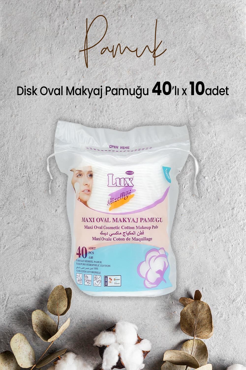 Lux Disk Oval Makyaj Pamuğu 40' lı x 10 Adet