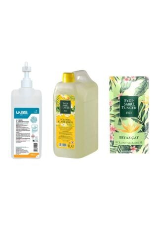 Eyüp Sabri Tuncer Labs Dezenfektan ve Limon Kolonya 1 Lt, Beyaz Çay Kolonyalı Mendil 150 Adet