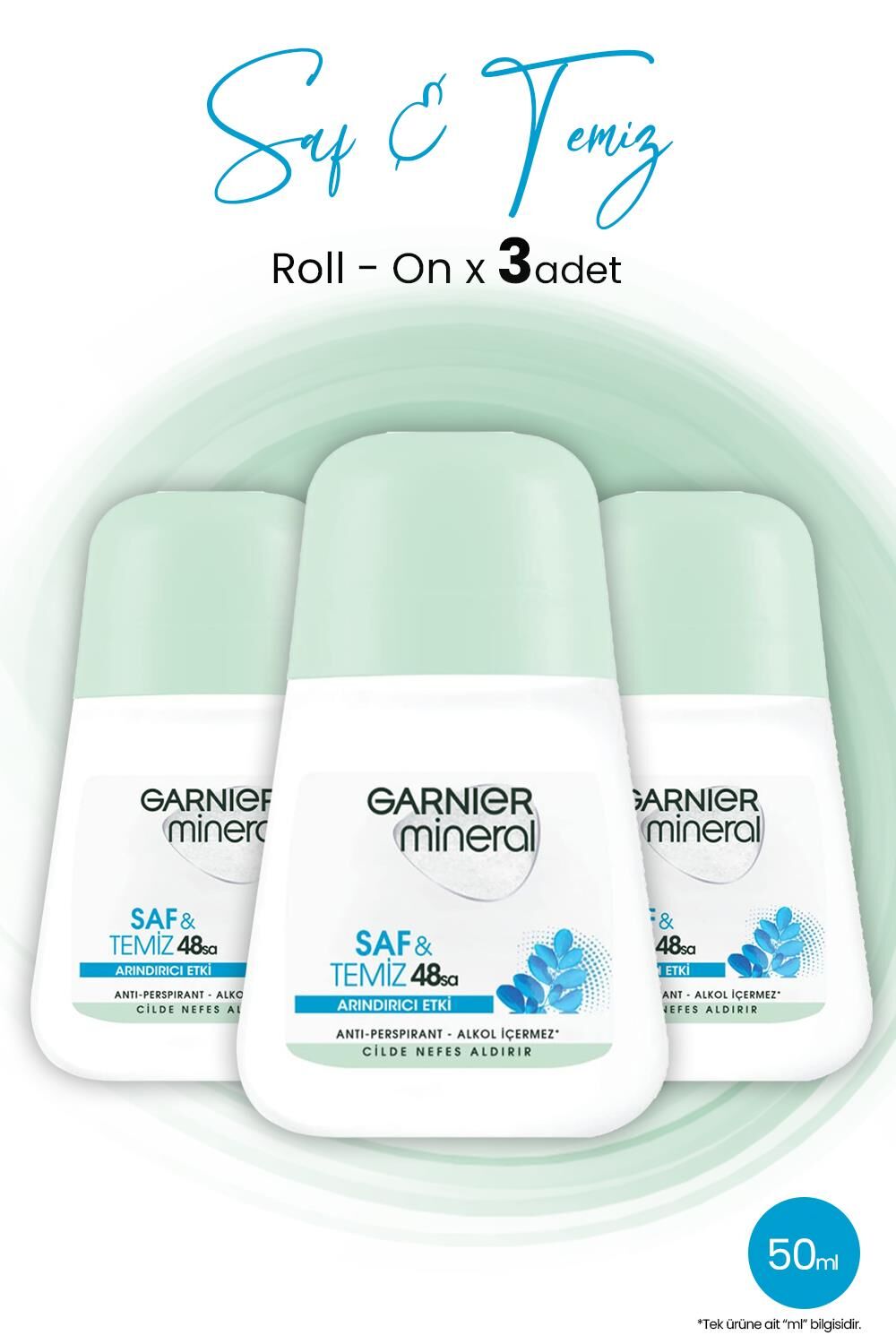 Garnier Mineral Saf ve Temiz Roll-On Deodorant x 3 Adet