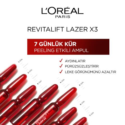 Loreal Paris 3 Adet Revitalift Lazer X3 Peeling Etkili 7 Günlük Ampül Kür ve ROSIE