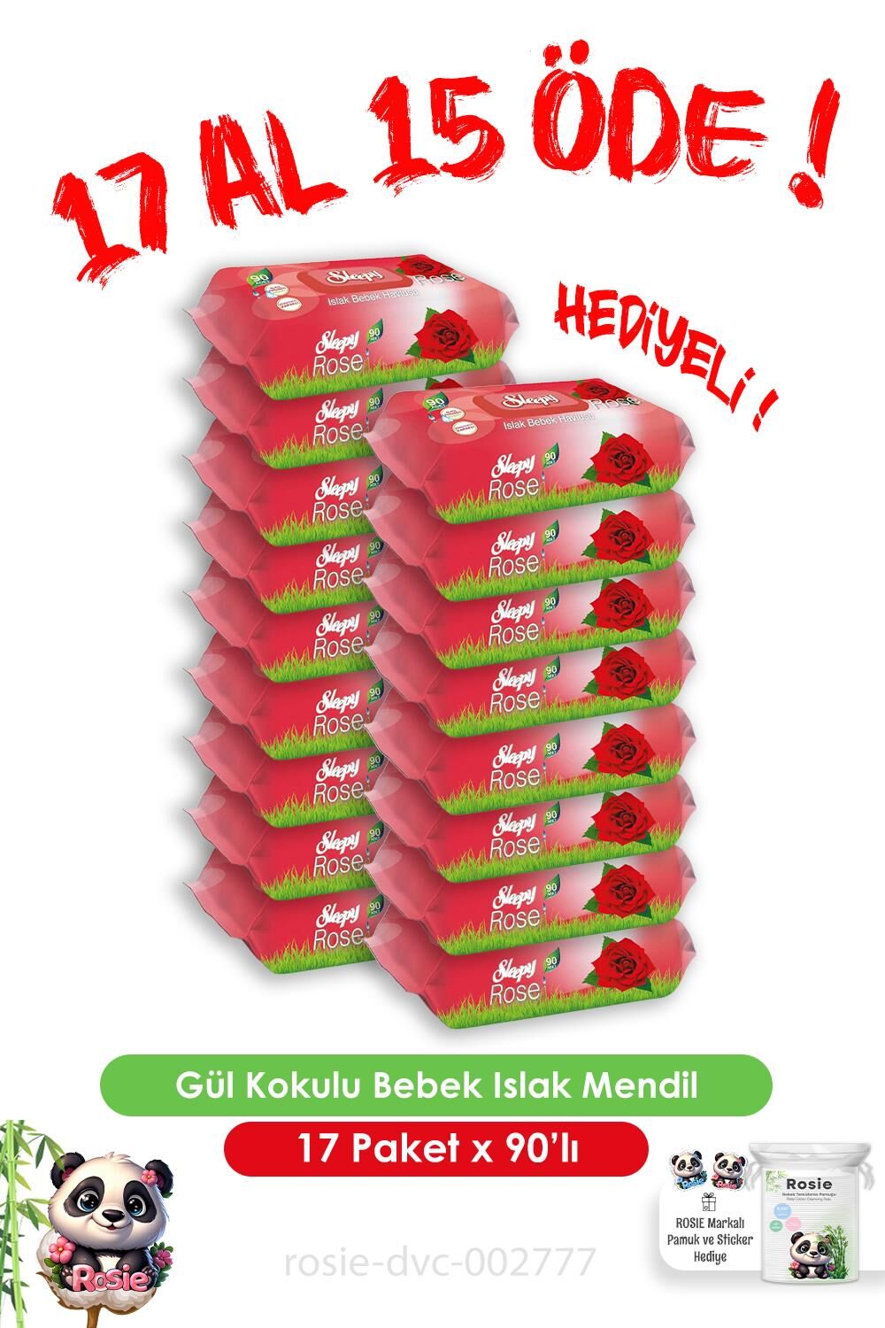 17 Al 15 Öde Gül Kokulu Bebek Islak Havlusu 90'lı ve Rosie
