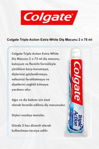 Colgate Triple Action Extra White Diş Macunu 2 x 75 ml 5 Al 4 Öde ve Rosie Pamuk