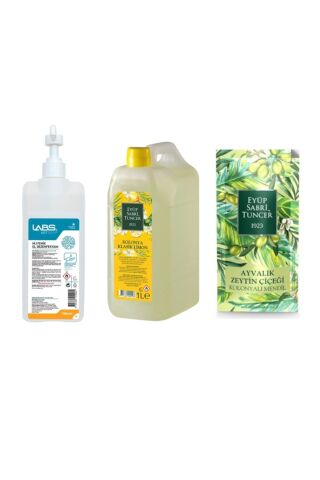 Eyüp Sabri Tuncer Ayvalık Zeytin Çiçeği Kolonyalı Mendil, Klasik Limon 1 Litre, Dezenfektan 1 Litre