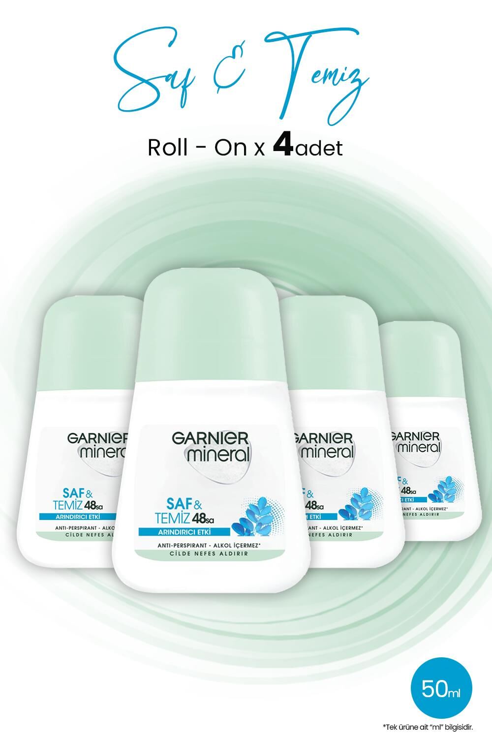 Garnier Mineral Saf ve Temiz Roll-On Deodorant x 4 Adet