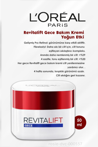 3 Adet Loreal Paris Revitalift Gece Bakım Kremi Yoğun Etki 50 ml ve ROSIE