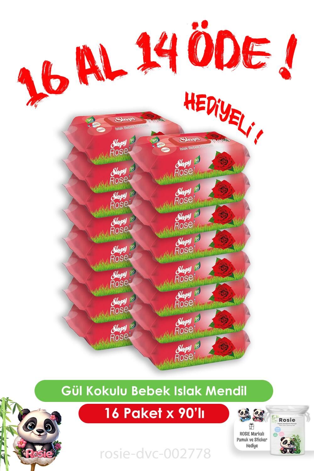 16 Al 14 Öde Gül Kokulu Bebek Islak Havlusu 90'lı ve Rosie