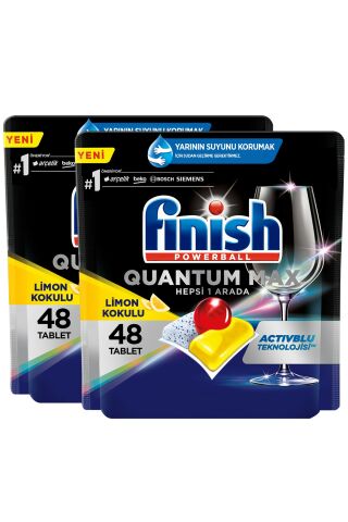 Finish Quantum Max Bulaşık Makinası Deterjanı Tableti Limon Kokulu 48' li x 2
