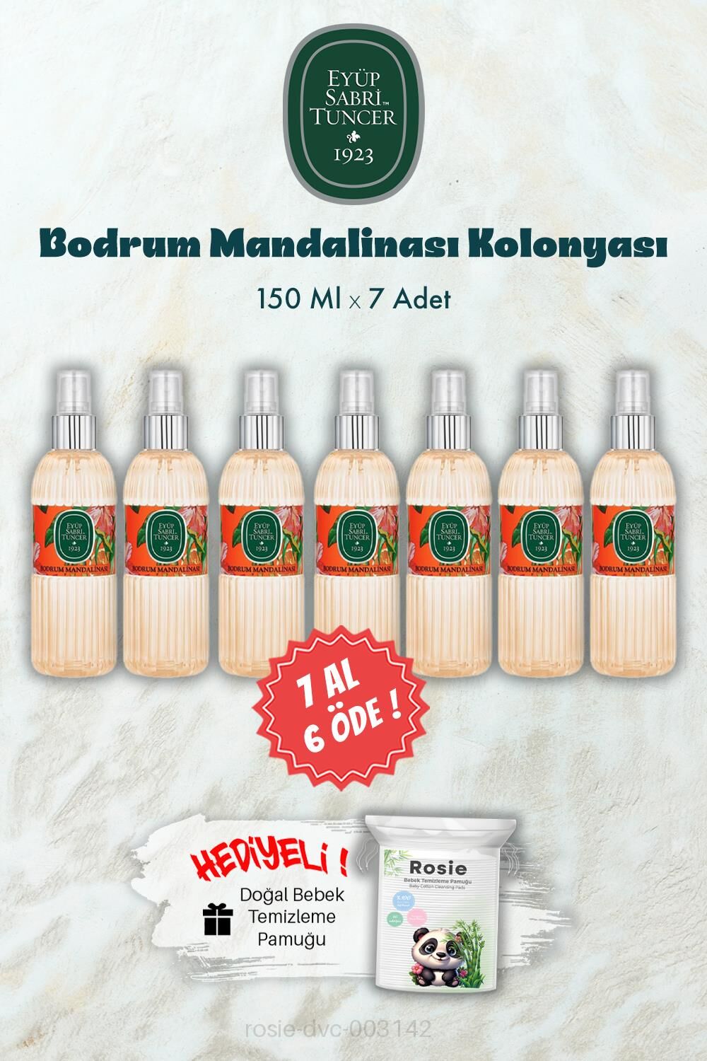 Bodrum Mandalinası Kolonyası 150 ML 7 AL 6 ÖDE ve ROSIE Hediye