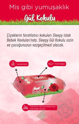 Gül Kokulu Sleepy Bebek Islak Havlu 90'lı 28 Al 25 Öde