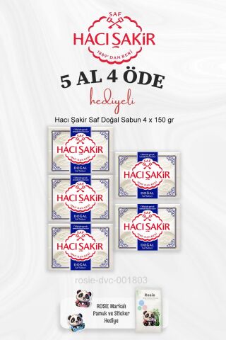 Hacı Şakir Saf Doğal Sabun 4 x 150 gr 5 Al 4 Öde ve Rosie Pamuk