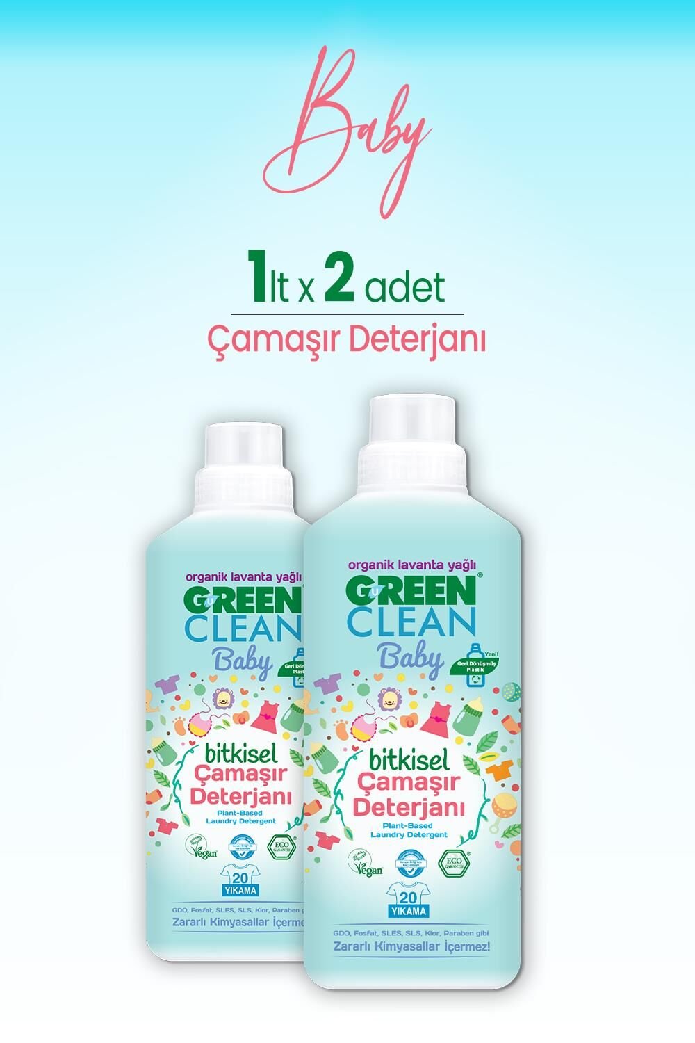 U Green Clean Baby Çamaşır Deterjanı 1 L x 2 Adet