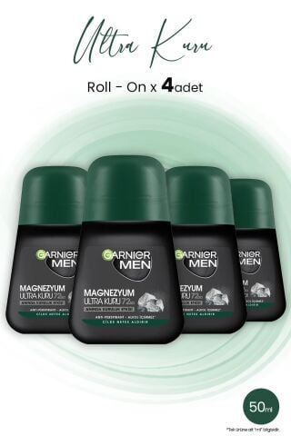 Garnier Men Magnezyum Roll On Ultra Kuru 72 Saat 50 ML x 4 Adet