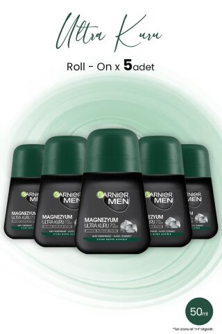 Garnier Men Magnezyum Roll On Ultra Kuru 72 Saat 50 ML x 5 Adet