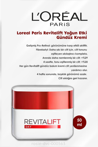 3 Adet Loreal Paris Revitalift Yoğun Etki Gündüz Kremi 50 ml ve ROSIE