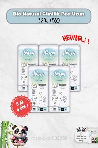 5 Al 4 Öde Bio Natural Günlük Ped Uzun 32'li ve Rosie Hediye