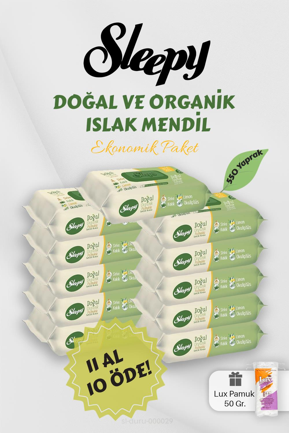 Sleepy Organik Islak Mendil 11 AL 10 Öde Hediyeli