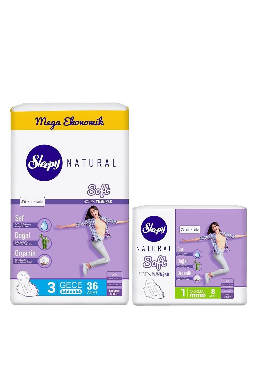 Sleepy Natural Hijyenik Ped Soft Normal 8' li ve Soft Gece 36' lı