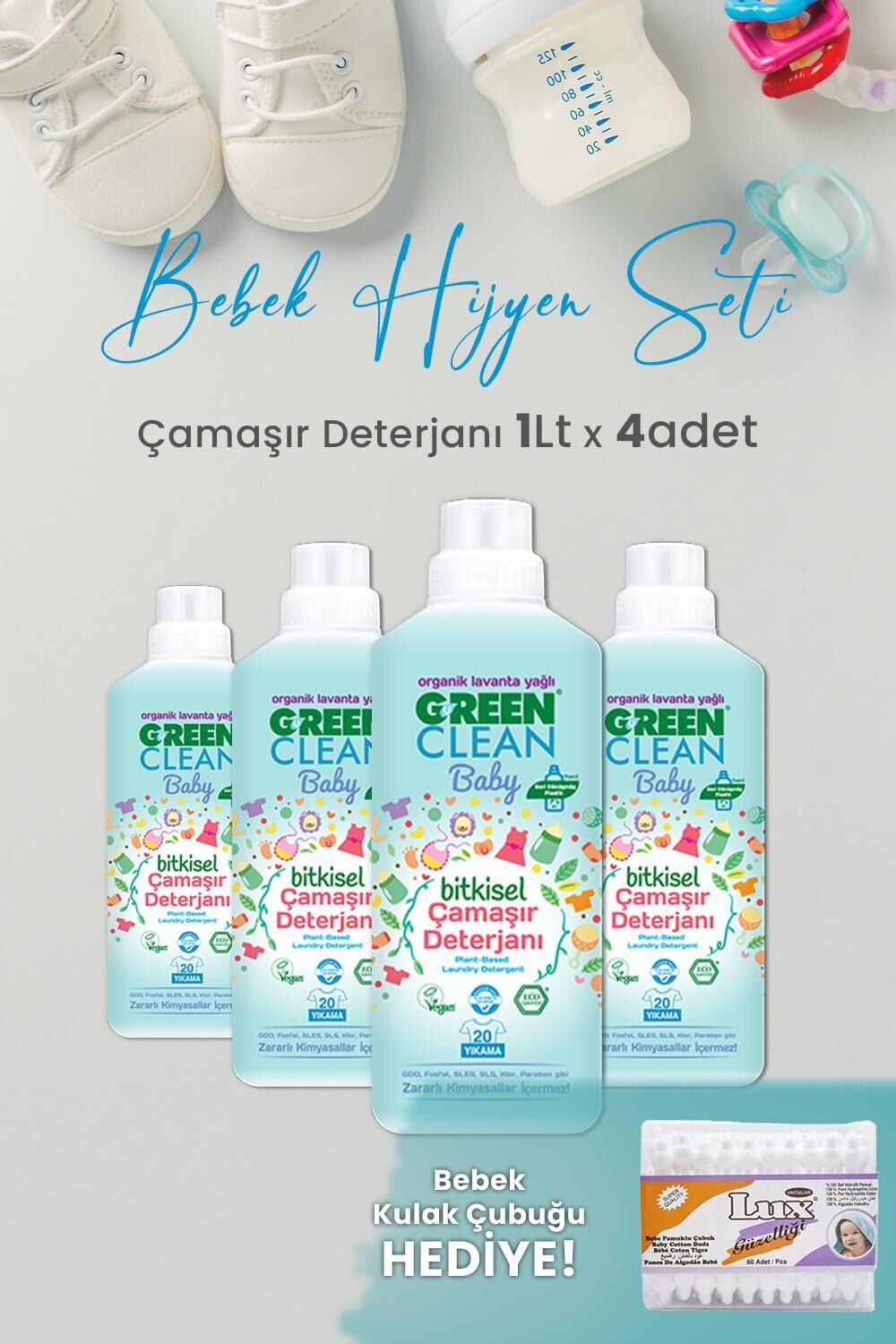 U Green Clean Baby Çamaşır Deterjanı 1 L x 4 Adet ve Hediyeli