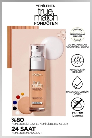 3 Adet Loreal Paris True Match Fondöten  Warm Undertone 3.D/3.W ve ROSIE Pamuk