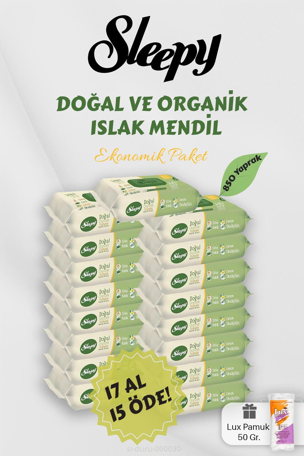 Sleepy Organik Islak Mendil 17 AL 15 Öde Hediyeli
