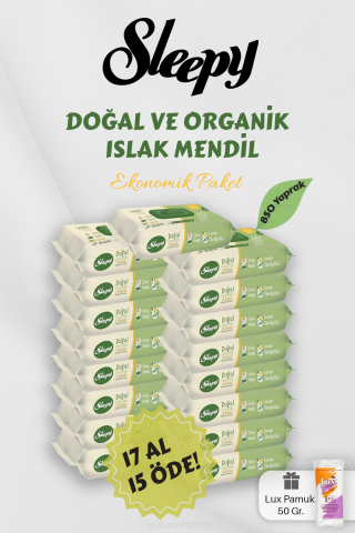 Sleepy Organik Islak Mendil 17 AL 15 Öde Hediyeli