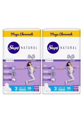 Sleepy Natural Hijyenik Ped Soft Gece 36 Adet x 2