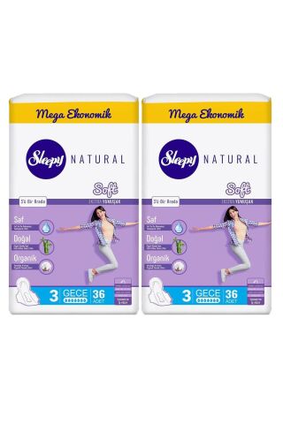 Sleepy Natural Hijyenik Ped Soft Gece 36 Adet x 2