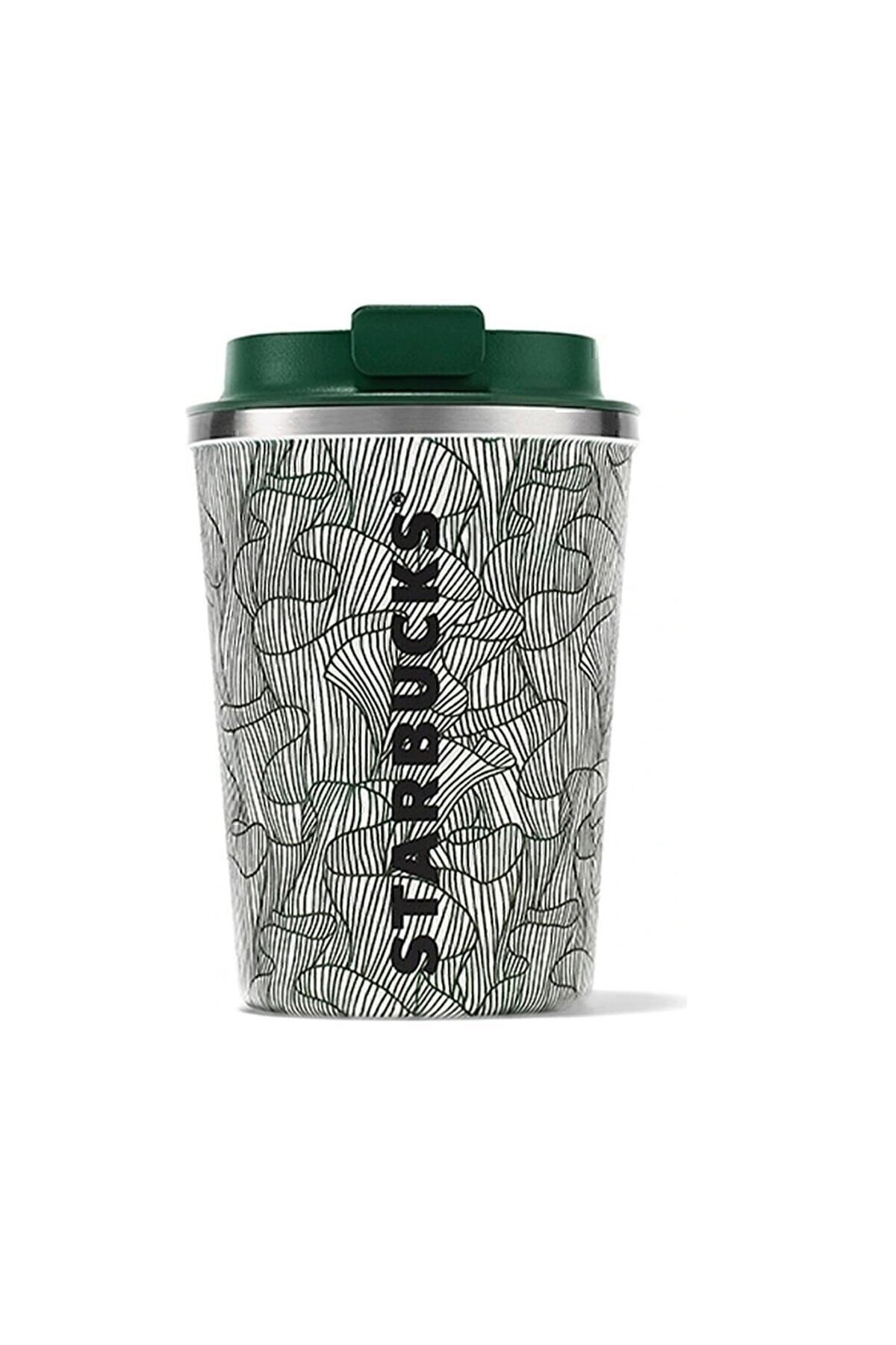 Starbucks Yeşil Beyaz Desenli Çelik Termos Bardak 355 ml