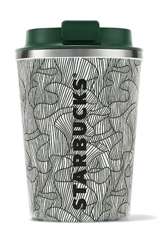 Starbucks Yeşil Beyaz Desenli Çelik Termos Bardak 355 ml