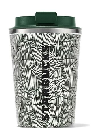 Starbucks Yeşil Beyaz Desenli Çelik Termos Bardak 355 ml