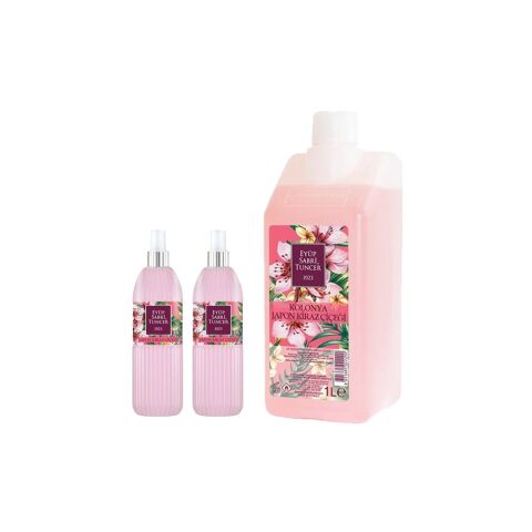 Eyüp Sabri Tuncer Japon Kiraz Çiçeği Kolonyası Yedek Şişe 1 lt ve 2 Adet 150 ML Sprey