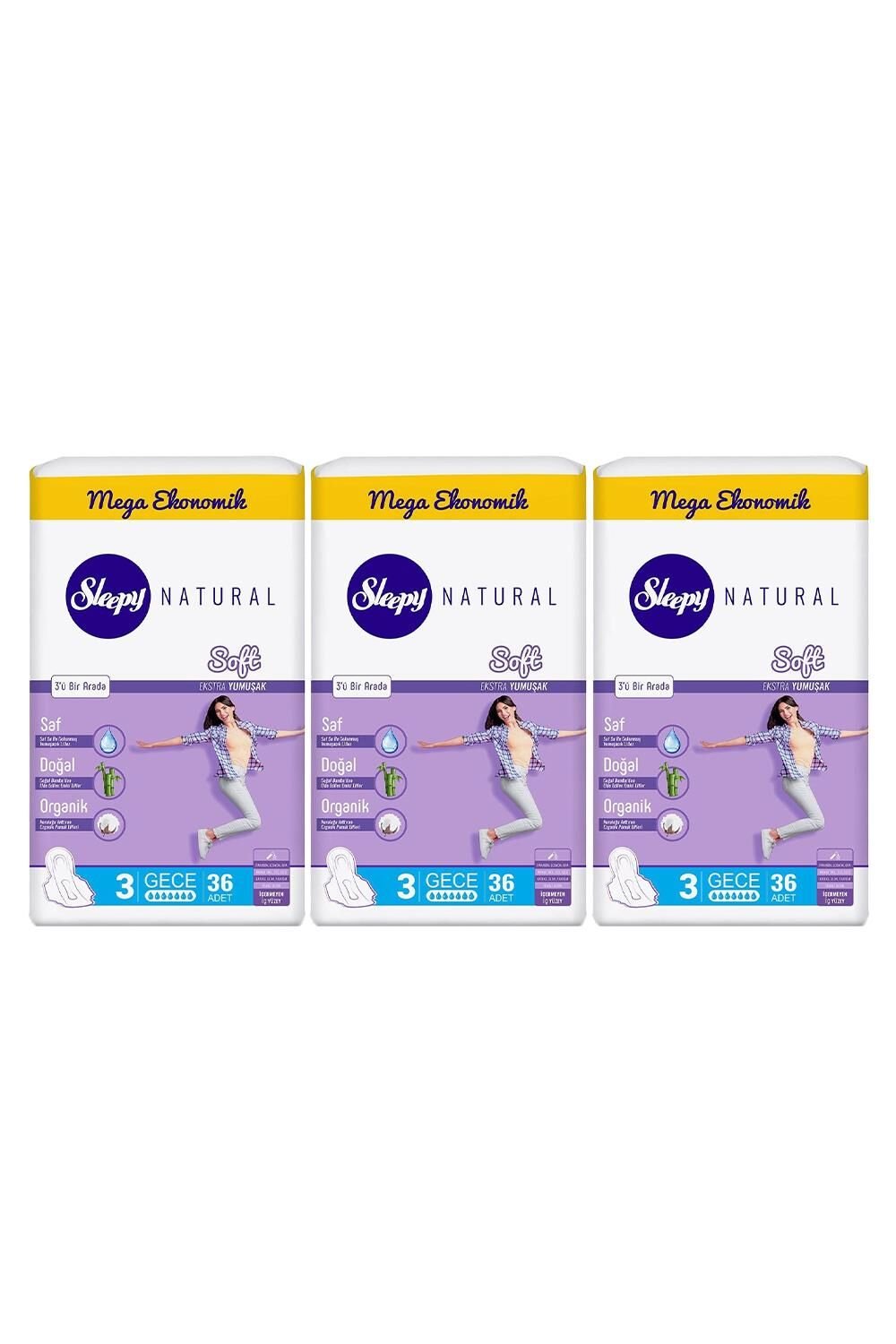 Sleepy Natural Hijyenik Ped Soft Gece 36 Adet x 3