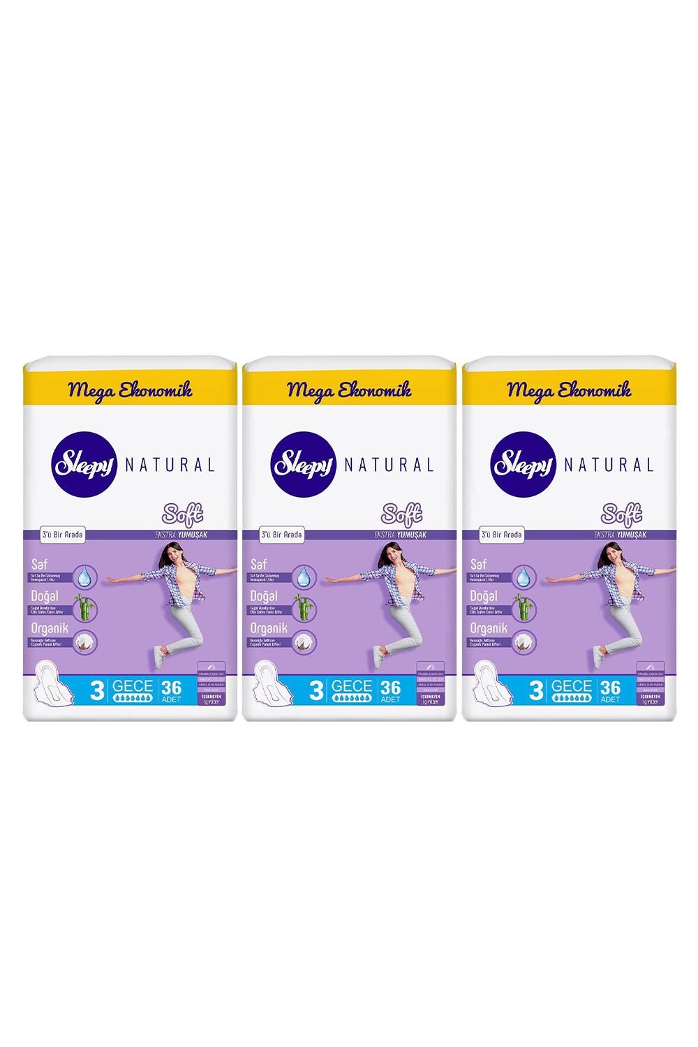 Sleepy Natural Hijyenik Ped Soft Gece 36 Adet x 3