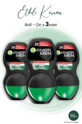 Garnier Men Güçlü Koruma Erkek Roll On Deodorant 50 ML x 3 Adet