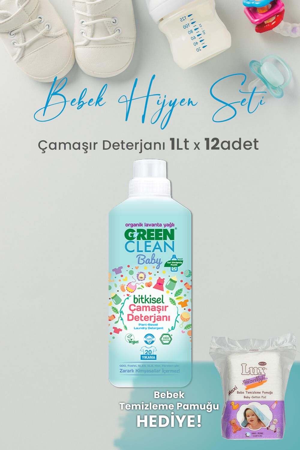 U Green Clean Baby Çamaşır Deterjanı 1 L x 12 Adet ve Hediyeli