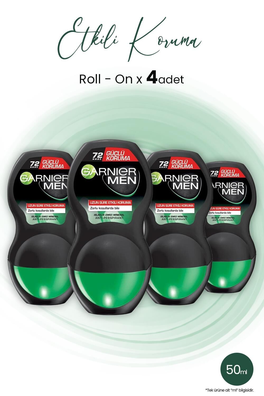 Garnier Men Güçlü Koruma Erkek Roll On Deodorant 50 ML x 4 Adet