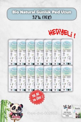 Sleepy 16 Al 14 Öde Günlük Ped Uzun 32'li Bio Natural ve Rosie Hediye