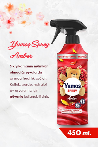 Yumoş Amber Sprey, 5 AL 4 Öde 450 ml, Pamuk Hediyeli
