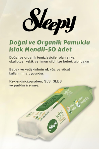 20 AL 18 ÖDE Sleepy Doğal Ve Organik Islak Mendil 50'li ve ROSIE