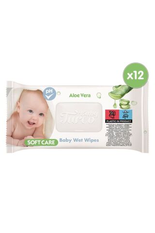 Baby Turco Softcare Aloe Vera Islak Bebek Havlusu 12x90 Yaprak