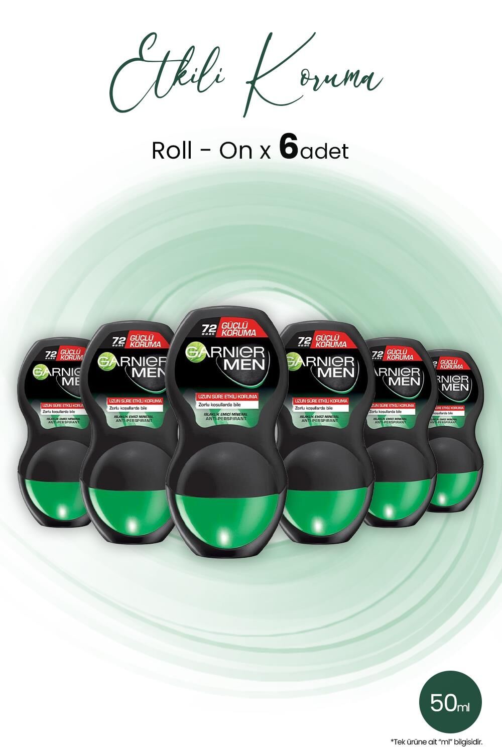 Garnier Men Güçlü Koruma Erkek Roll On Deodorant 50 ML x 6 Adet