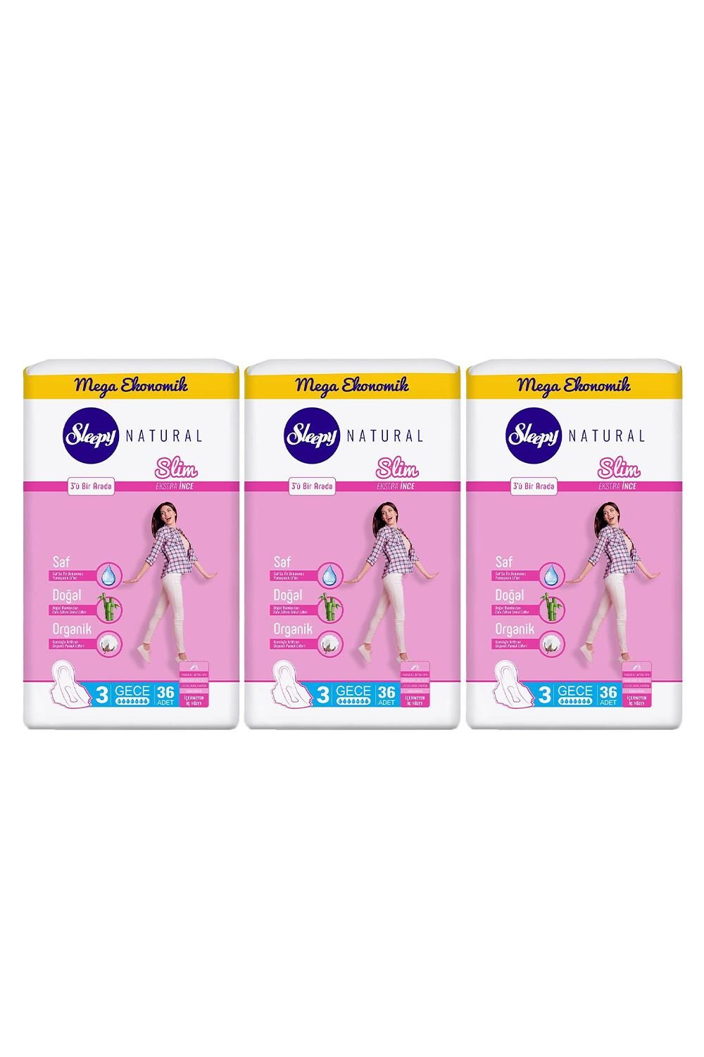 Sleepy Natural Hijyenik Ped Slim Gece 36 Adet x 3