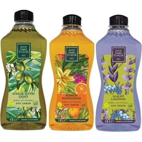 Eyüp Sabri Tuncer Sıvı Sabun Alaçatı Lavantası, Ayvalık Zeytin Çiçeği ve Bodrum Mandalinası 1500 ml