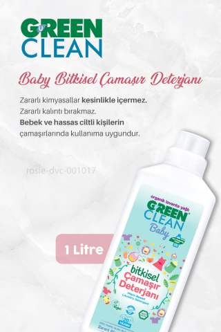 3 Adet Green Clean Baby Bitkisel Çamaşır Deterjanı 1 lt ve ROSIE