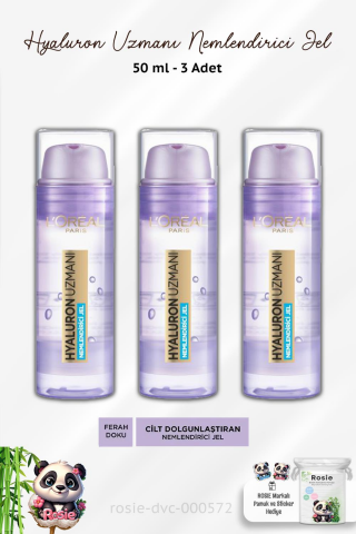 3 Adet Loreal Paris Hyaluron Uzmanı Nemlendirici Jel 50 ml ve ROSIE Pamuk