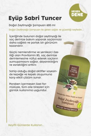 Eyüp Sabri Tuncer Doğal Zeytinyağlı Şampuan 600 ml